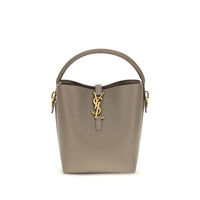 Saint Laurent Le 37 Leather Bucket Bag — Beige