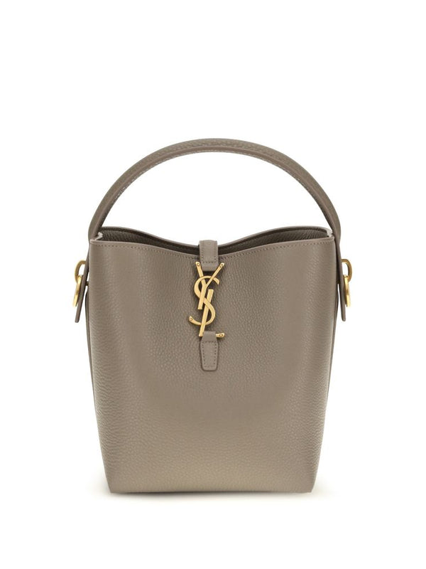 Saint Laurent Le 37 Leather Bucket Bag — Beige