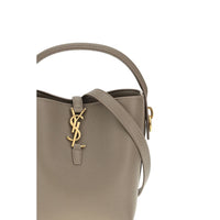 Saint Laurent Le 37 Leather Bucket Bag — Beige