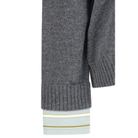 Prada Wool Crewneck Sweater with Shirt Cuffs — Gray