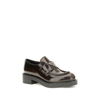 Prada Polished Leather Slip-On Loafers — Brown