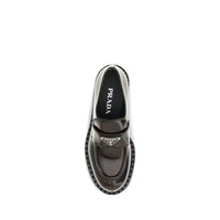 Prada Polished Leather Slip-On Loafers — Brown
