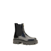 Prada Brushed Leather Chelsea Boots — Black