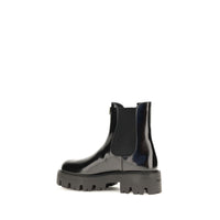 Prada Brushed Leather Chelsea Boots — Black