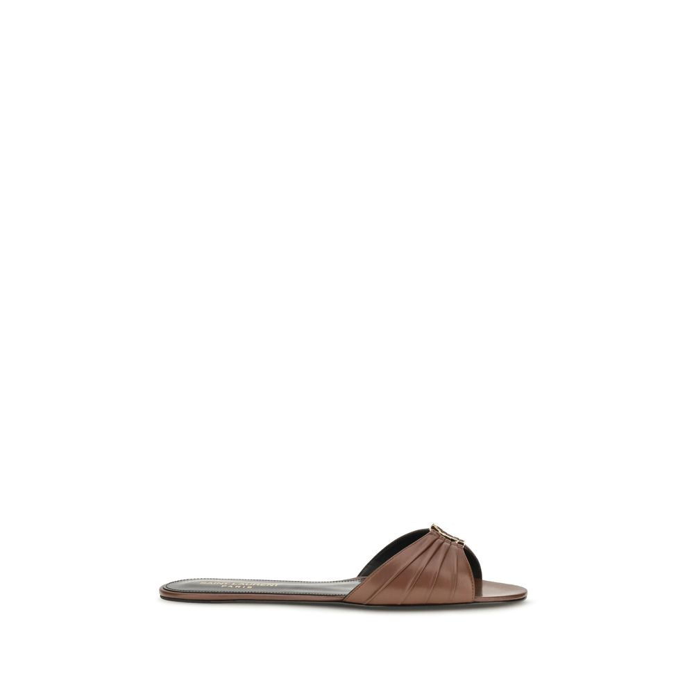 Saint Laurent Babylone Leather Mules — Brown