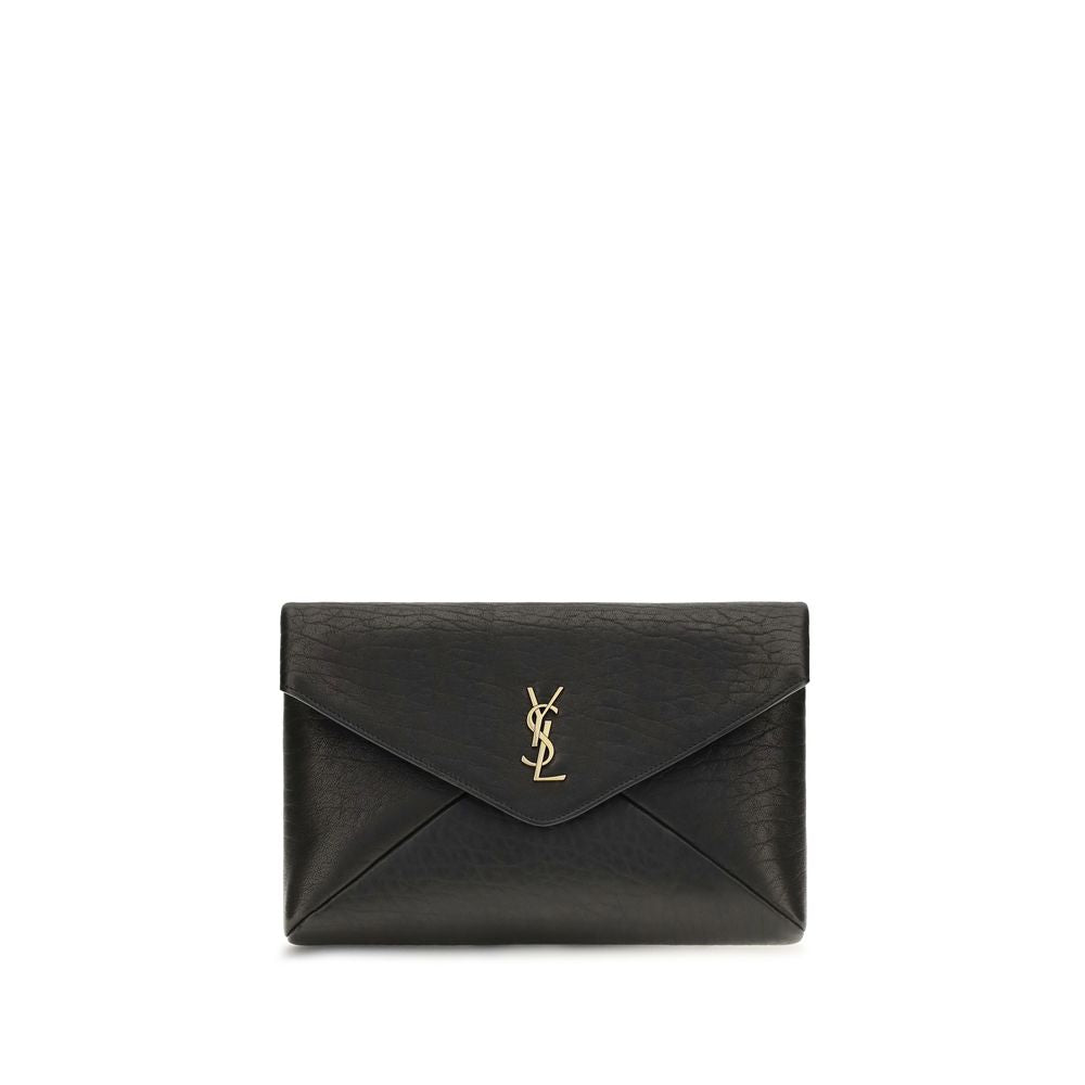 Saint Laurent Busta Leather Clutch — Black