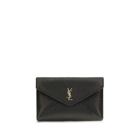 Saint Laurent Busta Leather Clutch — Black