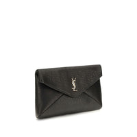 Saint Laurent Busta Leather Clutch — Black