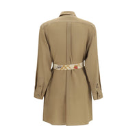 Burberry Silk Crêpe Shirt Dress — Beige