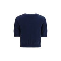 Max Mara Weekend Embroidered Cotton Sweater — Blue