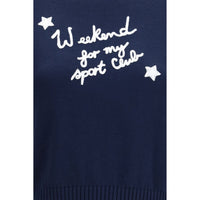 Max Mara Weekend Embroidered Cotton Sweater — Blue