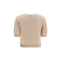 Max Mara Weekend Embroidered Cotton Sweater — Beige