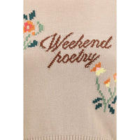 Max Mara Weekend Embroidered Cotton Sweater — Beige
