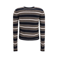 Max Mara Studio Striped Silk Cardigan — Blue