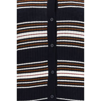 Max Mara Studio Striped Silk Cardigan — Blue