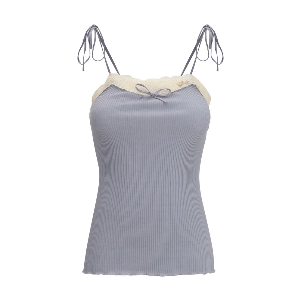 Chloé Lace-Trim Cashmere Cami — Blue