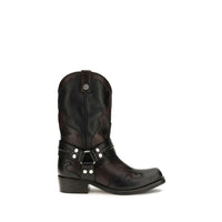 Versace Sylvester Leather Cowboy Boots — Black