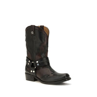 Versace Sylvester Leather Cowboy Boots — Black