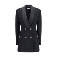 Versace Embellished Wool Double-Breasted Blazer — Black