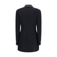 Versace Embellished Wool Double-Breasted Blazer — Black