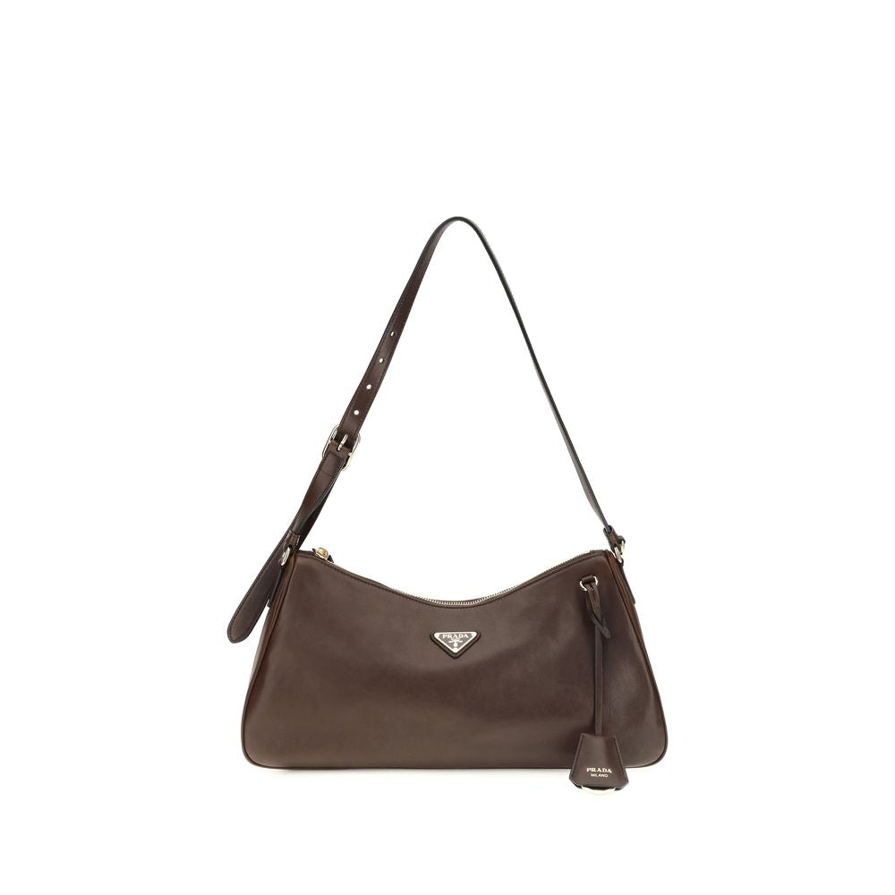 Prada Aimée Leather Shoulder Bag — Brown