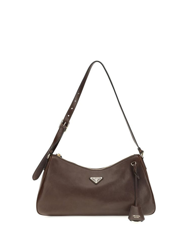 Prada Aimée Leather Shoulder Bag — Brown