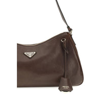 Prada Aimée Leather Shoulder Bag — Brown