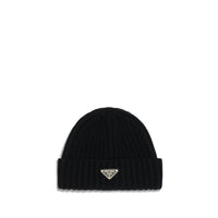 Prada Ribbed Wool Beanie — Black