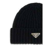 Prada Ribbed Wool Beanie — Black