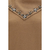 Prada Cashmere Sweater with Jewel Scarf — Brown