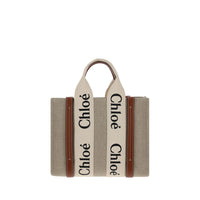 Chloé Woody Linen Tote Bag — Brown