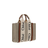 Chloé Woody Linen Tote Bag — Brown