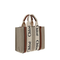 Chloé Woody Linen Tote Bag — Brown