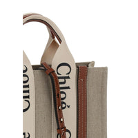 Chloé Woody Linen Tote Bag — Brown