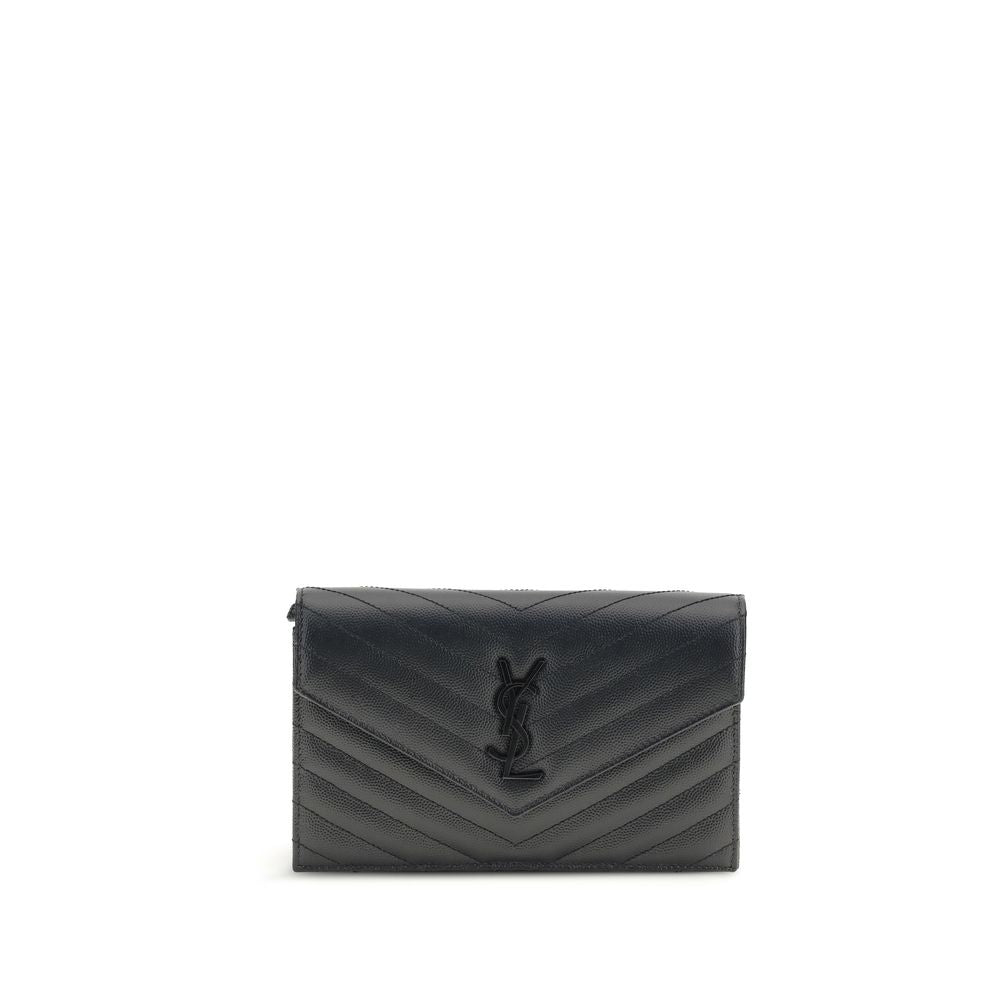 Saint Laurent Cassandre Mini Leather Shoulder Bag — Black