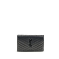 Saint Laurent Cassandre Mini Leather Shoulder Bag — Black