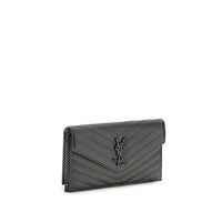 Saint Laurent Cassandre Mini Leather Shoulder Bag — Black