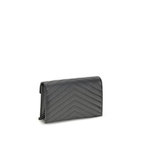 Saint Laurent Cassandre Mini Leather Shoulder Bag — Black