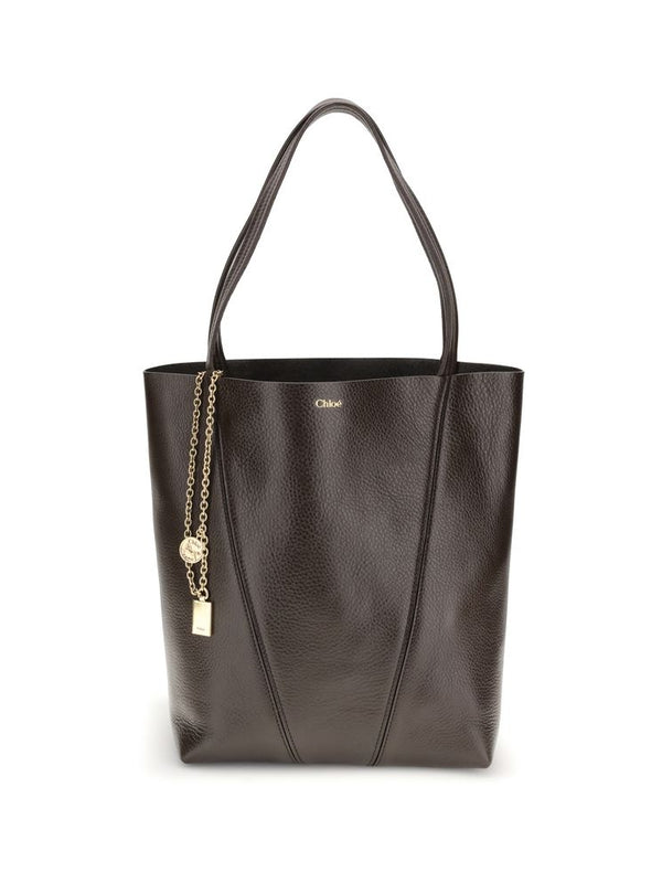 Chloé Spin Ring-Handle Shoulder Bag — Brown