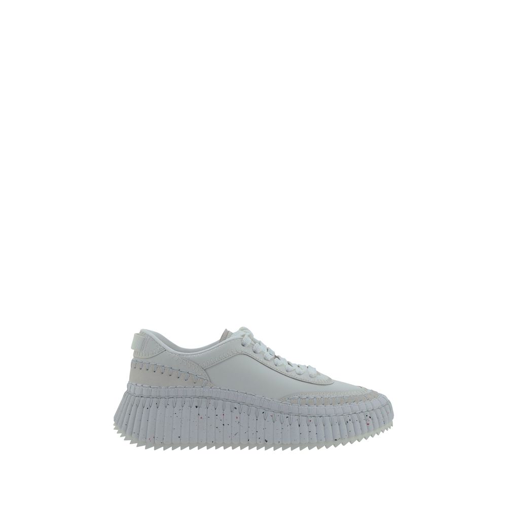 Chloé Nama Leather Sneakers — White