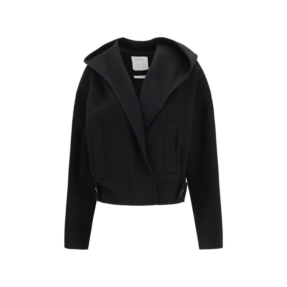 Max Mara Idoneo Wool Shawl-Collar Jacket — Black