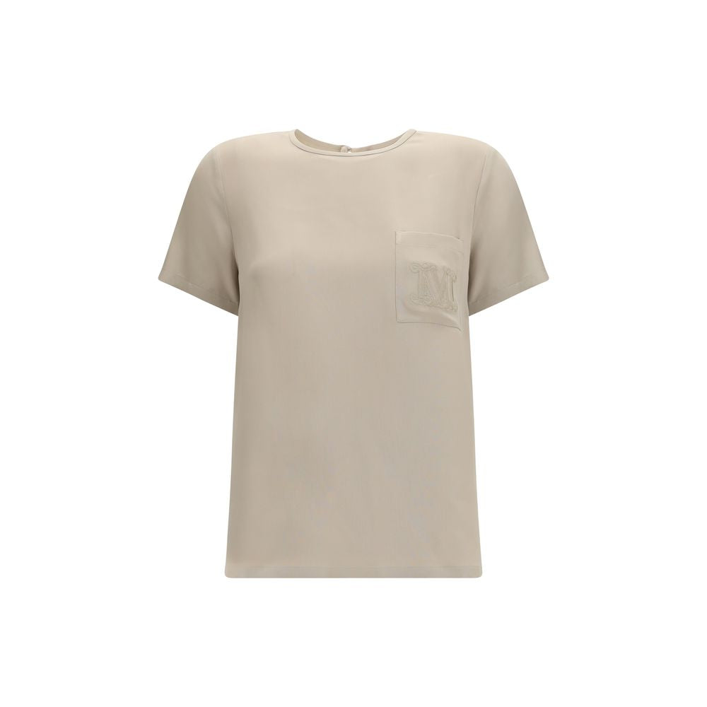 Max Mara Pagano Silk T-Shirt — Beige