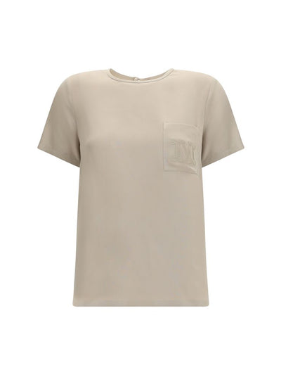 Max Mara Pagano Silk T-Shirt — Beige