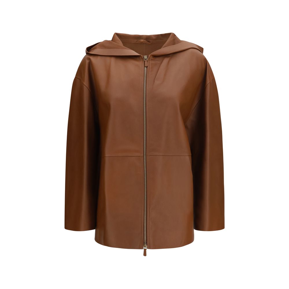 Max Mara Cinoso Leather Jacket — Brown