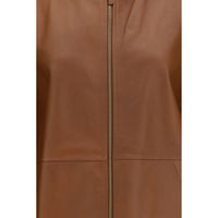 Max Mara Cinoso Leather Jacket — Brown