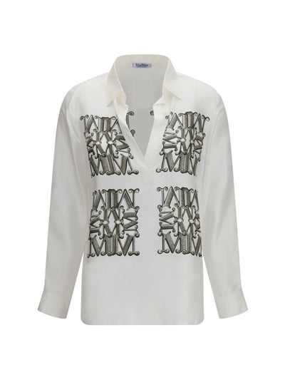 Max Mara MaxMarabesque Print Silk Shirt — White