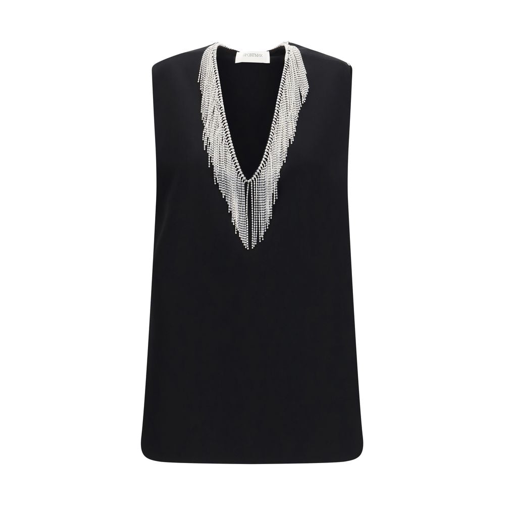 Max Mara Faglia Crystal-Embellished Top — Black