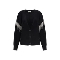 Max Mara Pagine Crystal-Embellished Wool Cardigan — Black