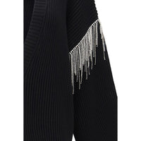 Max Mara Pagine Crystal-Embellished Wool Cardigan — Black
