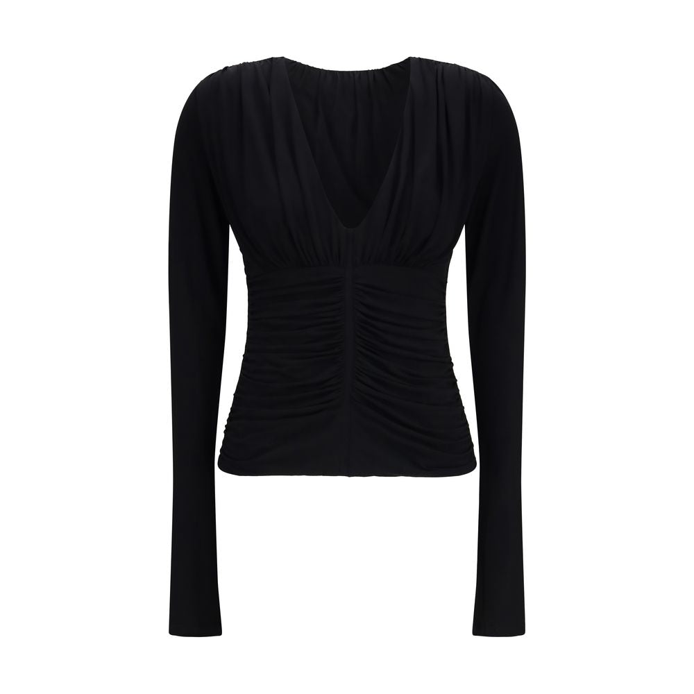 Max Mara Beato Draped Viscose Top — Black